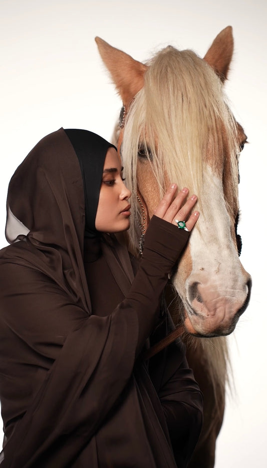 Robe longue marron foncée