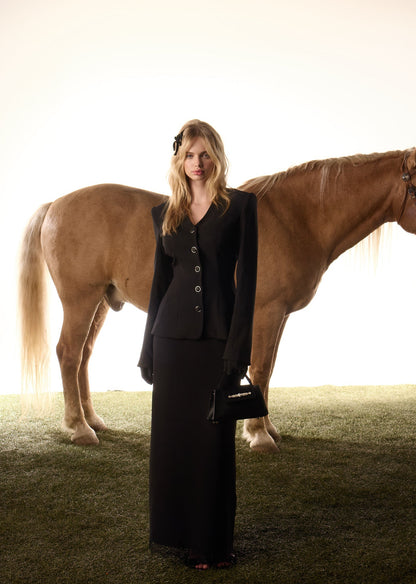 Tailleur jupe noir guipure