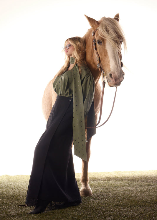 Jupe portefeuille longue noire