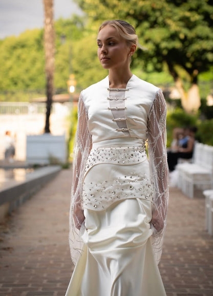 Robe de soirée perle