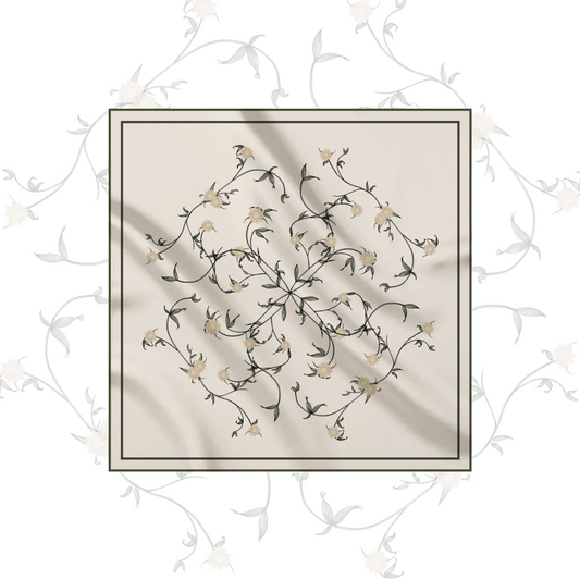 Carré de soie - Le Jardin d'Edel beige