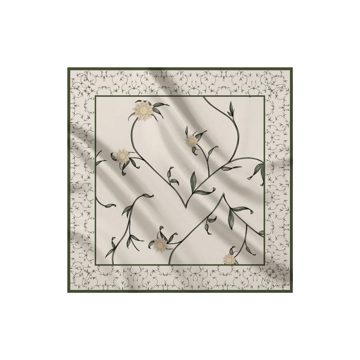 Carré de soie - Le Jardin d'Edel beige