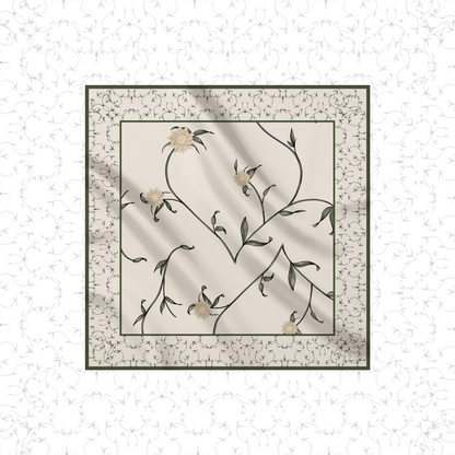 Carré de soie - Le Jardin d'Edel beige