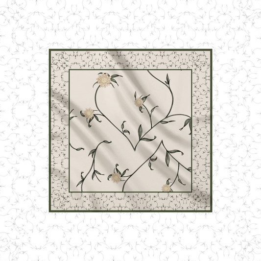 Carré de soie - Le Jardin d'Edel beige