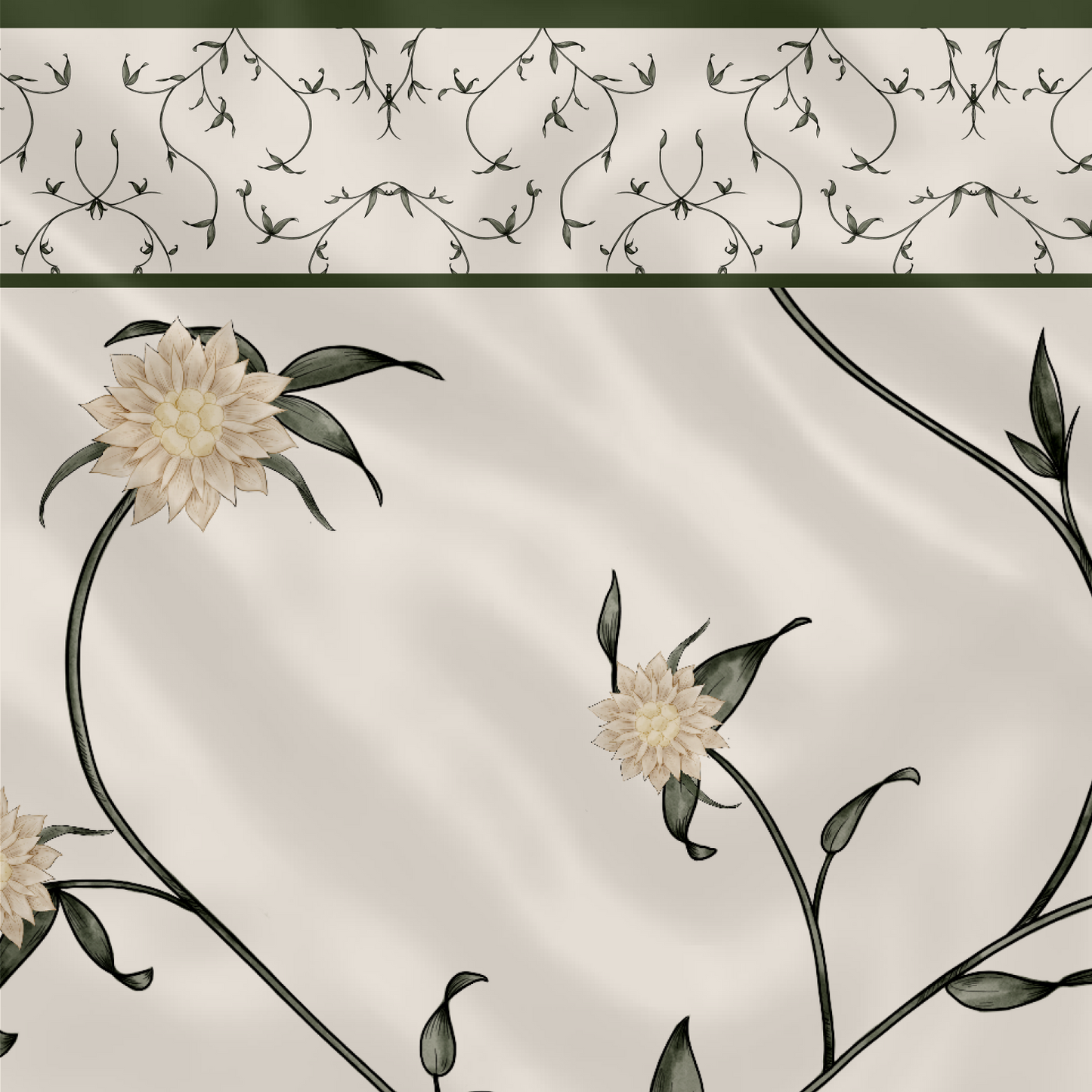 Carré de soie - Le Jardin d'Edel beige