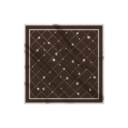 Carré de soie - Le Jardin d'Edel marron