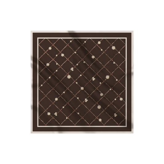 Carré de soie - Le Jardin d'Edel marron