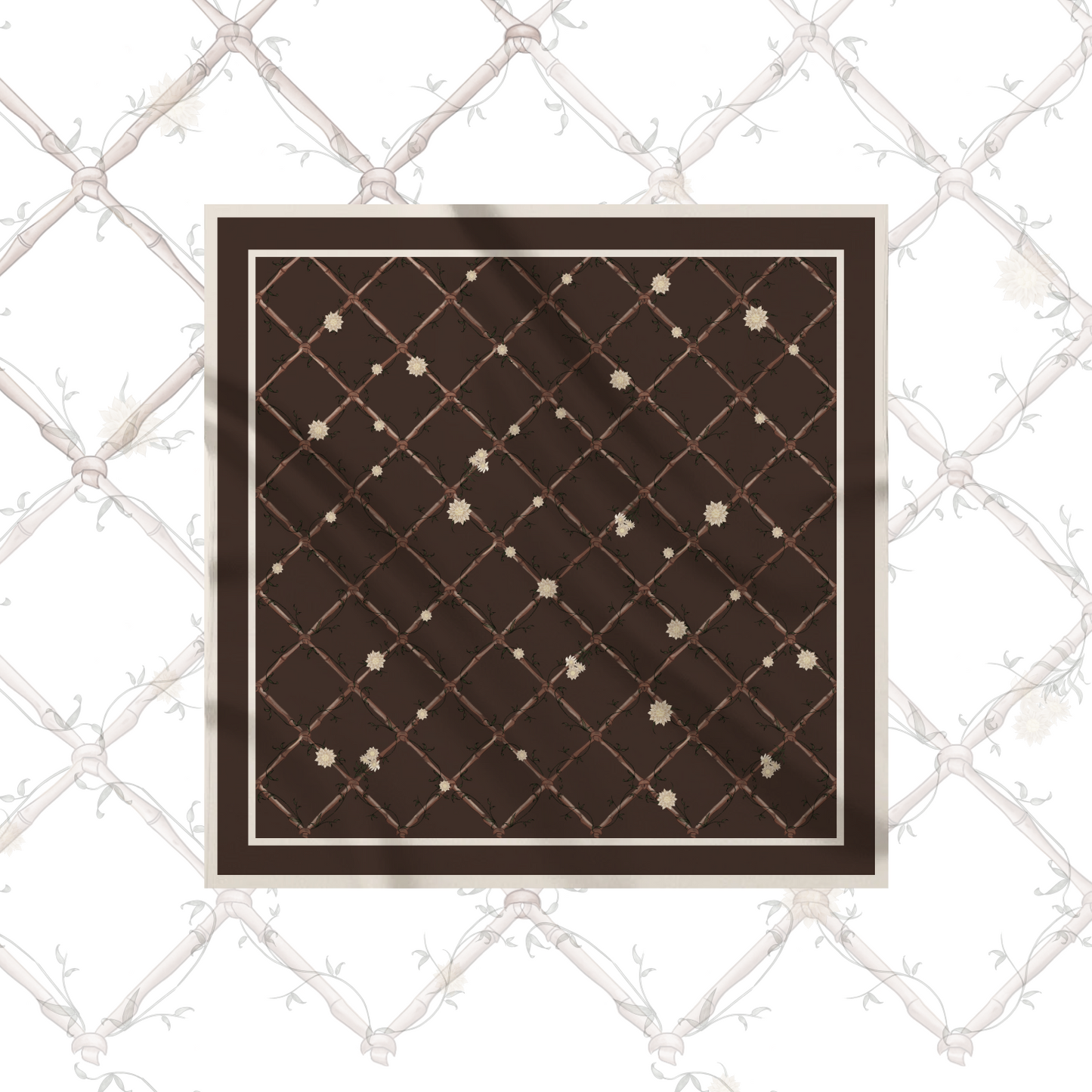 Carré de soie - Le Jardin d'Edel marron