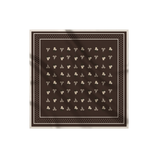 Carré de soie - Le Jardin d'Edel marron