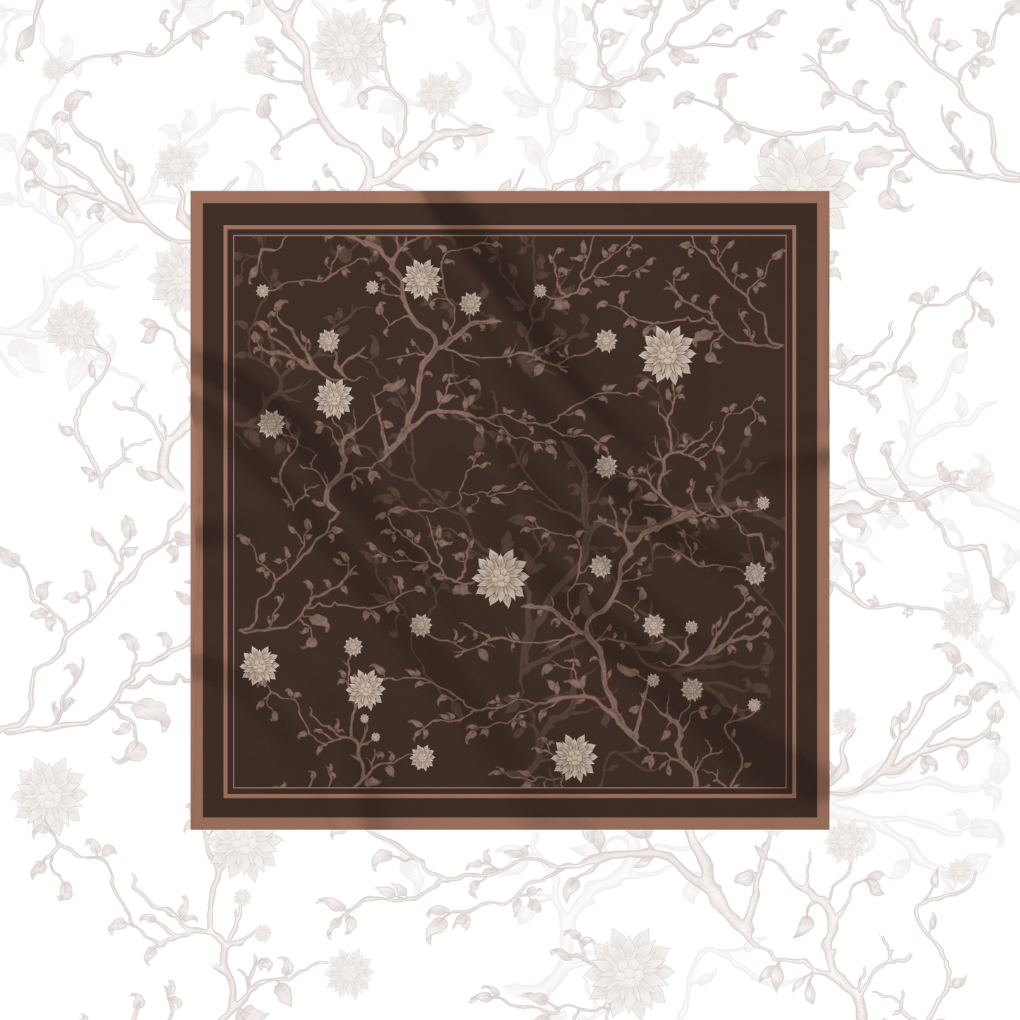 Carré de soie - Le Jardin d'Edel marron