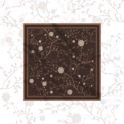 Carré de soie - Le Jardin d'Edel marron