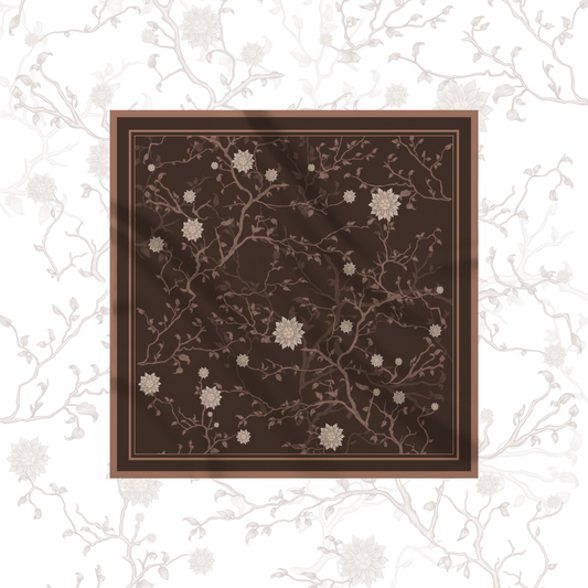 Carré de soie - Le Jardin d'Edel marron