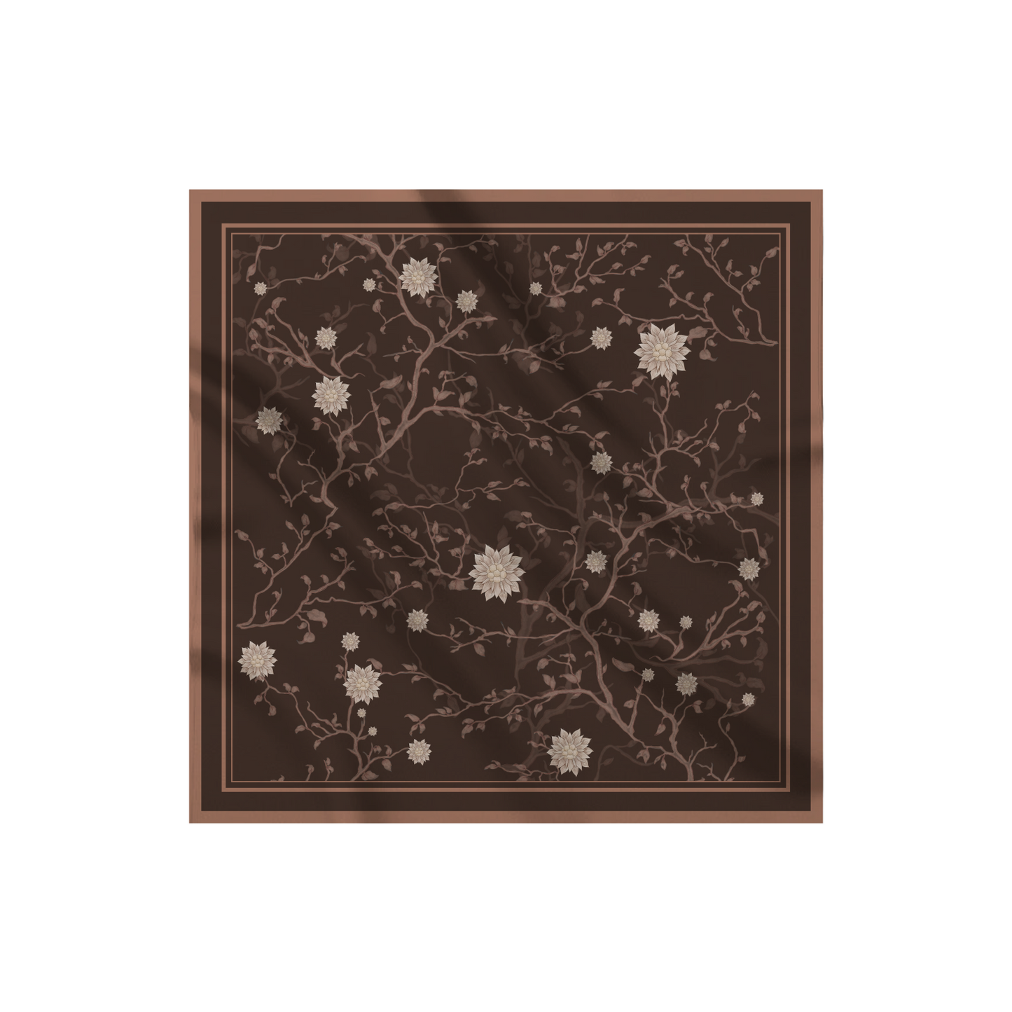 Carré de soie - Le Jardin d'Edel marron