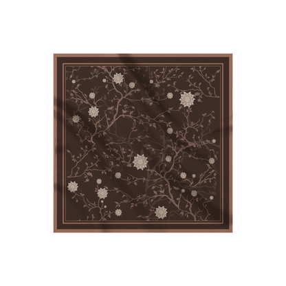 Carré de soie - Le Jardin d'Edel marron