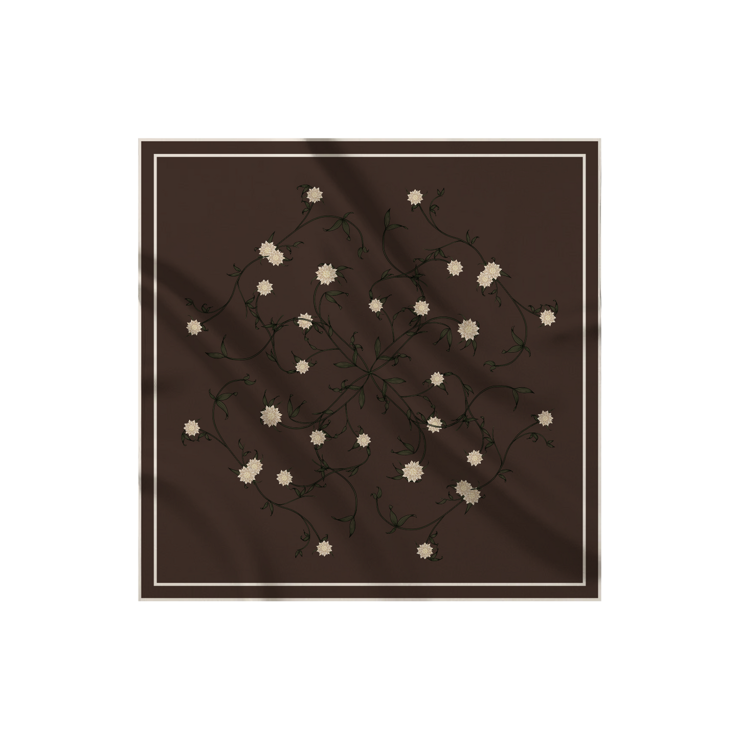 Carré de soie - Le Jardin d'Edel marron