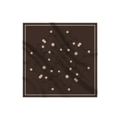 Carré de soie - Le Jardin d'Edel marron