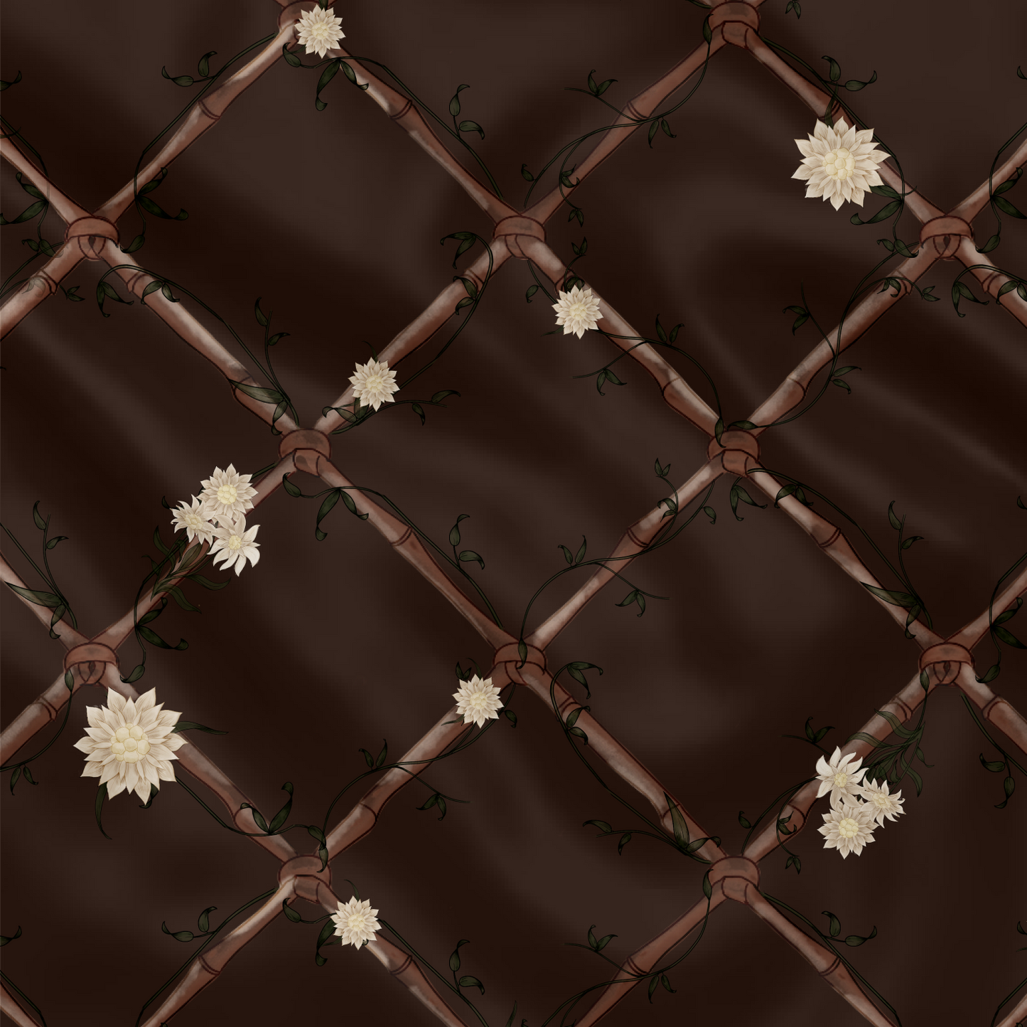 Carré de soie - Le Jardin d'Edel marron