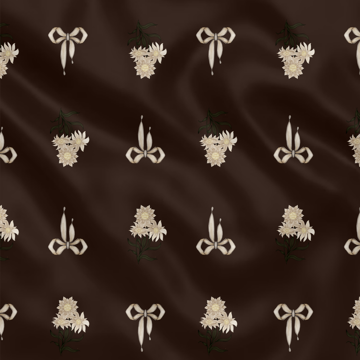 Carré de soie - Le Jardin d'Edel marron