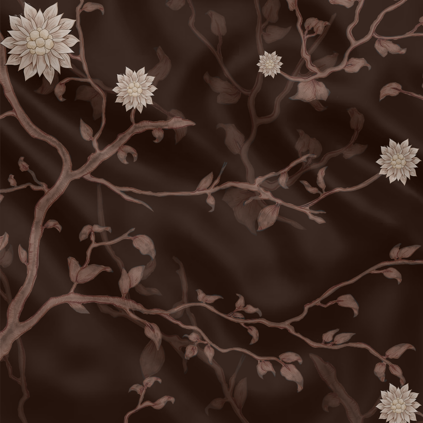 Carré de soie - Le Jardin d'Edel marron