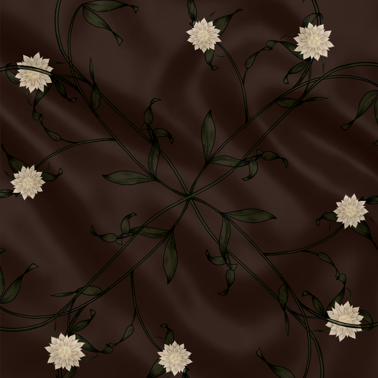 Carré de soie - Le Jardin d'Edel marron