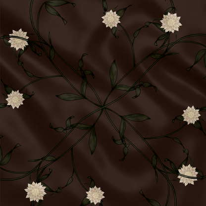 Carré de soie - Le Jardin d'Edel marron