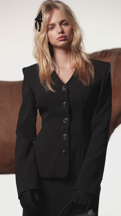 Tailleur jupe noir guipure